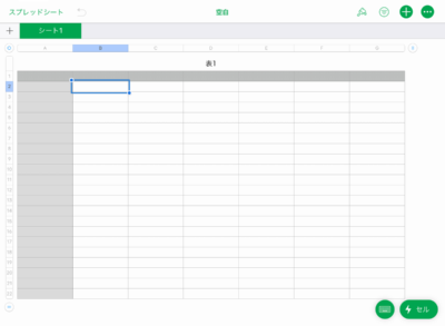 Numbersでスプレッドシートを新規作成したところ