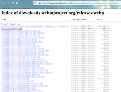 WebP Codecソフトのダウンロードページ