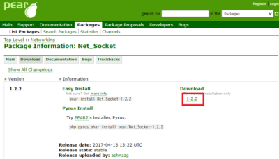 Net_Socketパッケージをダウンロード