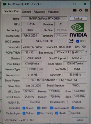 GPU-Zでグラボの認識状況を確認